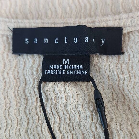 Sanctuary Cream Puffy Sleeve Mini Dress NWT Size Medium Cream Button-Up Dress - Picture 7 of 10